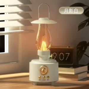 Retro Kerosene Lamp with Hi-Res Bluetooth Speaker (Moon Shadow White)
